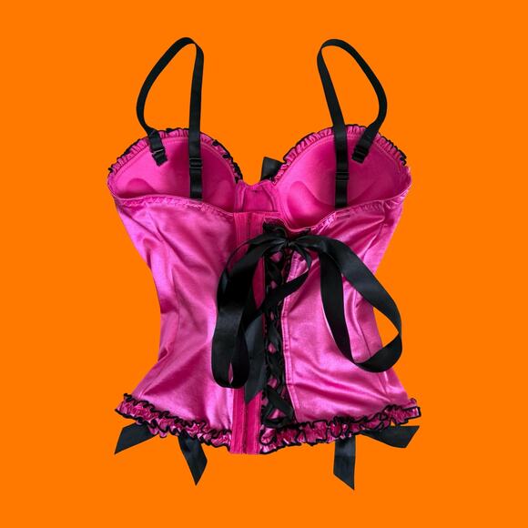 00's vintage pink satin mcbling y2k bustier corset 32B morbid threads - Picture 6 of 9